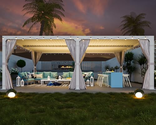 UPHYB 12x24 Louvered Pergola Review: Adjustable Roof with Curtains and Mesh image 18
