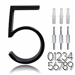 5" Zinc Alloy Floating House Number, Metal Modern