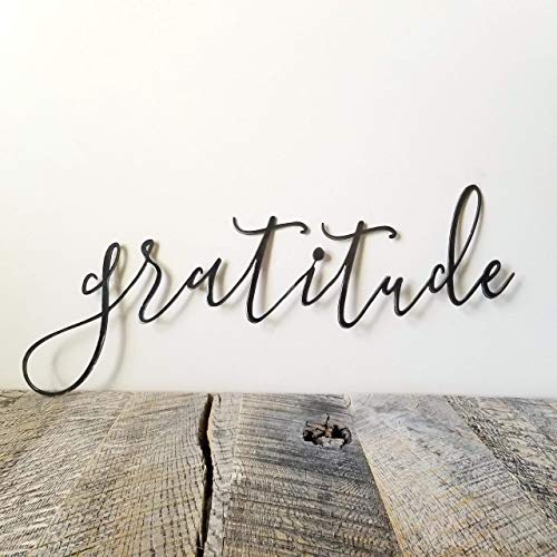 Gratitude, Metal Sign, 24 inch wide, 12 inches tall, Metal wall art, Custom Metal Work, Cursive Writing