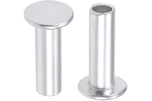 uxcell 100 Pcs 5mm x 16mm Aluminum Flat Head Semi-Tubular Rivets Silver Tone