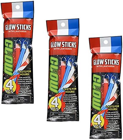 Play Glow Patriotic Glow Sticks with Lanyards, 6 in. (3 Pack)