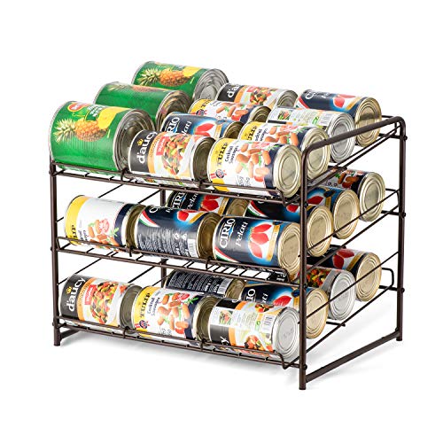 Auledio 3 Tier Can Rack, Stackable and Adjustable Multi-Function Cabinet Basket Organizer,Bronze