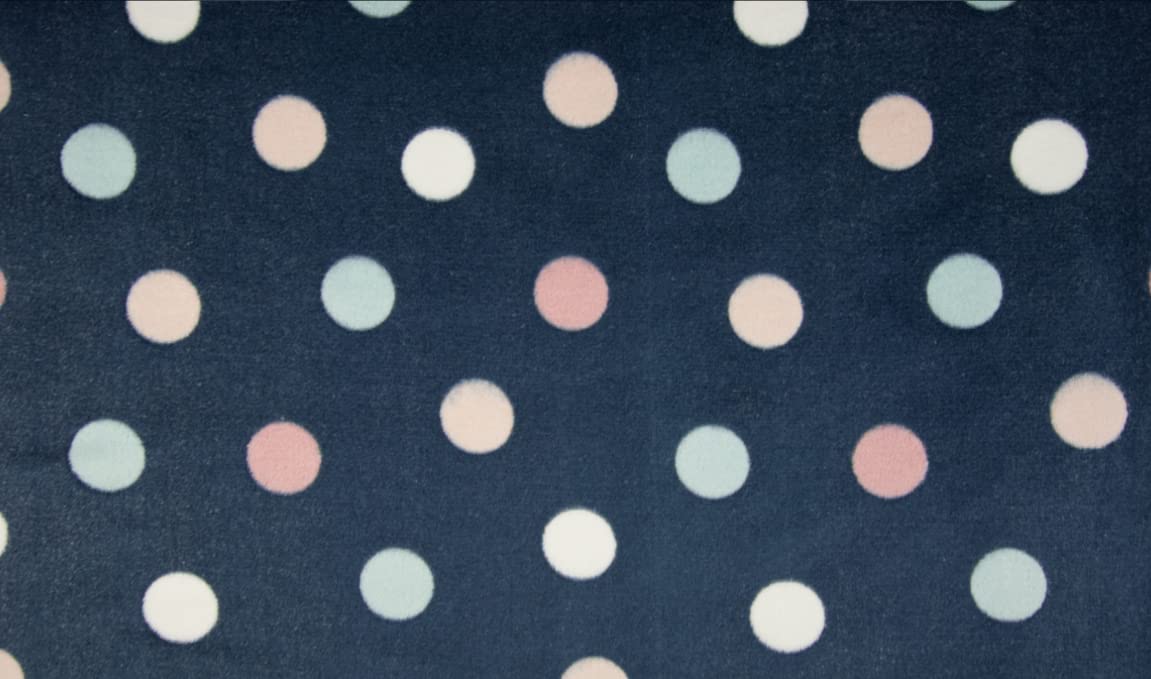 Super Soft Coral Cuddle Fleece Fabric Material - DOTS Navy, 1Mtr 140cmx100cm