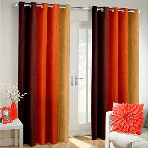 Super India Long Crush Solid 2 Piece Polyester Window Curtain Set - 5ft, Maroon