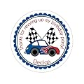 Personalized Customized Birthday Party Favor Thank You Stickers - Racing Car - Round Labels - Choose Your Size