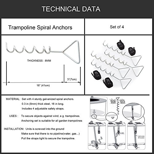 AbraFit Premium Spiral Anchor Kit for Trampoline (Set of 4) - Thumbnail 3