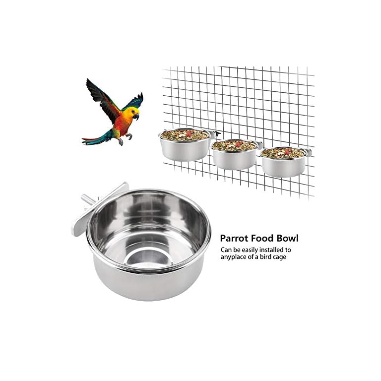 PIVBY Parrot Feeding Cups Birds Food Dish Stainless Steel Parrot