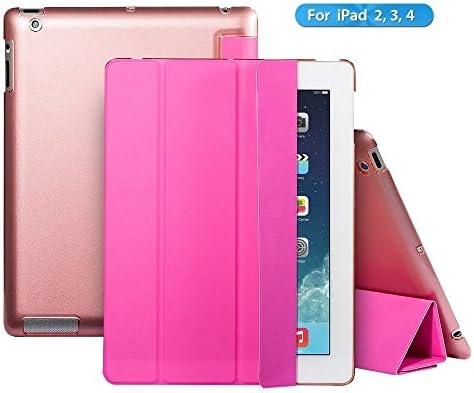 iPad 2 case,iPad 3 case,iPad 4 case,Ants Tech Smart Wake-up and Sleep Function Stand Pedestal Screen Cover for Apple iPad 2 3 4 with Retina Display - Pink