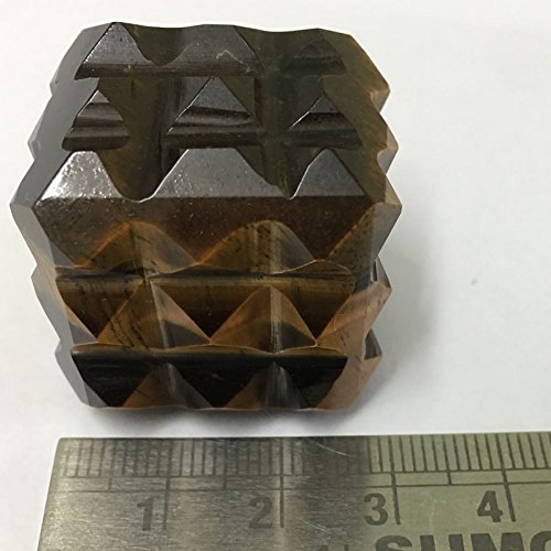 Gracy Jewels Tiger Eye Pyramids Cube : 54 Point Pyramids Manifestation Power Cube Reiki Healing Energy & Sacred Geometry Crystal Power