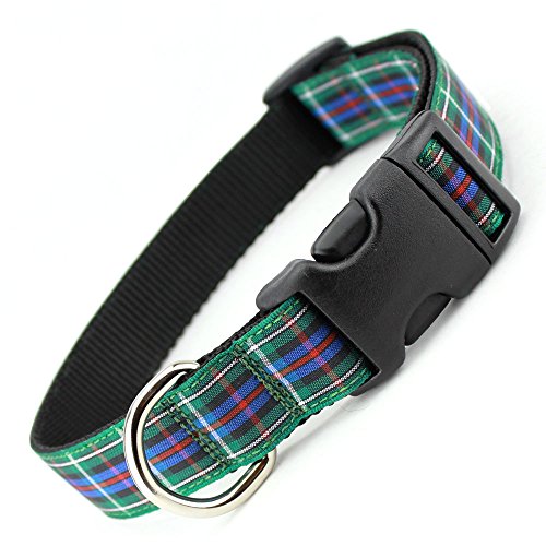 Plaid Dog Collar, Rose Tartan, Medium, 3/4