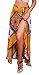 RUIGO Women's High-Waisted Boho Asymmetrical Hem Tie up Long Maxi Print Wrap Skirt US 2-6 Yellow