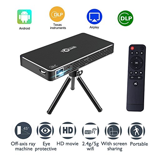 ESHOWEE C800 Pico Projector Android Wi-Fi Bluetooth Office Portable Projector, Outdoor/Indoor Home Projector Support 1080P, LED Projector