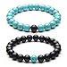 YUXI 2 PCS/Set 8 mm Beads Stone Couple Distance Strand Bracelet Lovers Gifts Jewelry (Black & Blue)
