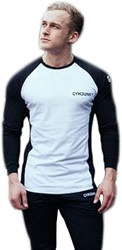 Amazon Co Jp Ruuko長袖tシャツトレーニングウェアメンズロングスリーブシャツおしゃれ薄手カジュアルランニングウェアtシャツコットン 白 黒 M スポーツ アウトドア