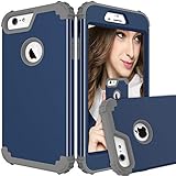 Maxcury iPhone 6 Plus Case iPhone 6s Plus Case, Hybrid Heavy Duty Shockproof Full-Body Protective Case With Three Layer Impact Protection for Apple iPhone 6s Plus 5.5 inch - Navy and Dk Grey