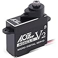 AGFRC Mini-Z-Car Micro Steering Servo - 0.052Sec HV High Speed Full Metal Gear Mini Digital Coreless Servo for Small Airplane Glider (A06CLS V2(Black))