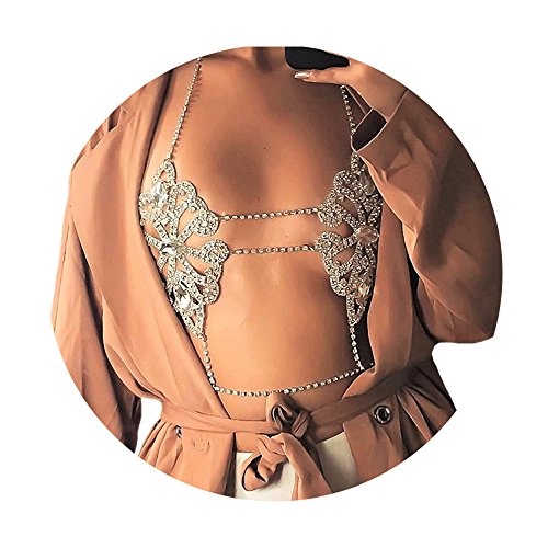 JeVenis Luxury Harness Bikini Rhinestone Bralette Body Chains Belly Chain Jewelry (New Style - 3)