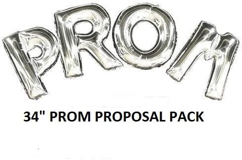 Prom? Balloon Kit- (5 Pack) 34" Letter Balloons Silver
