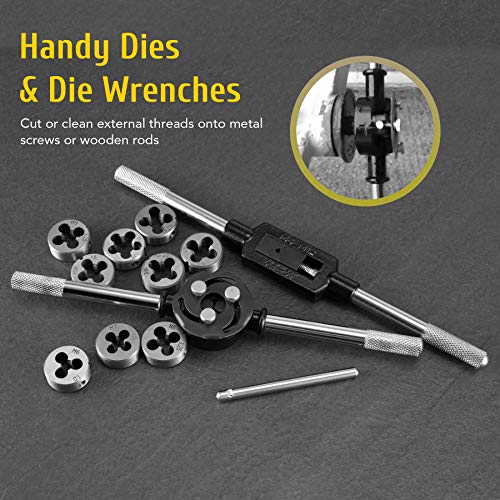 OMT 60 PCS Tap and Die Set Metric and Standard Sizes Included Tap Die