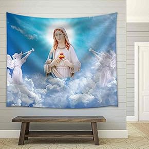 Mary on Heaven - Fabric Wall Tapestry Home Decor - 51x60 inches