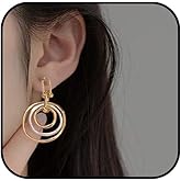 Mixed Metal Earrings Two Tone Earrings Double Hoop Earrings Bohemian Style Geometric Metal Two Toned Dangle Earrings for Women Jewelry