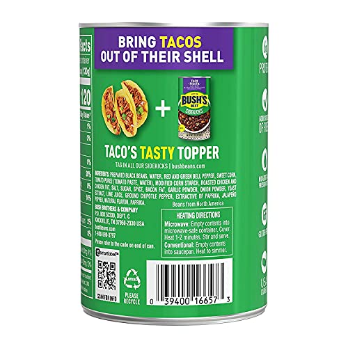 BUSH'S BEST Taco Fiesta Black Beans, Source of Plant Based Protein and