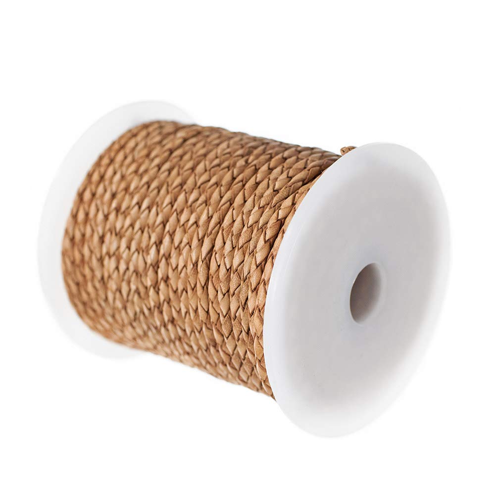 Craft County Round Braided Leather Jewelry Craft Cord – Necklaces, Belts, Bracelets, Crafts and Jewelry Making (Natural, 3mm x 20 Meters)