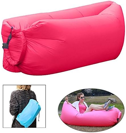 BANANA BED Air Lounger Fast Inflatable Air Bag Bed Sofa Couch Outdoor Beach Camping Hammock Lazy Chair Lounger Portable Waterproof Balloon Furniture Carry Floating On Water Pool Nylon Foldable Wind