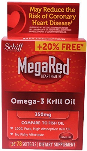 MegaRed Omega 3 Krill Oil-100% Pure Antarctic Krill Oil-Optimal Combination of Omega 3 Fatty Acids-DHA,EPA-350mg/Softgel, 78 Softgels