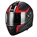 TRIANGLE Full Face Dual Visor Matte Black Street Bike Motorcycle Helmet (Medium, Matte Red)