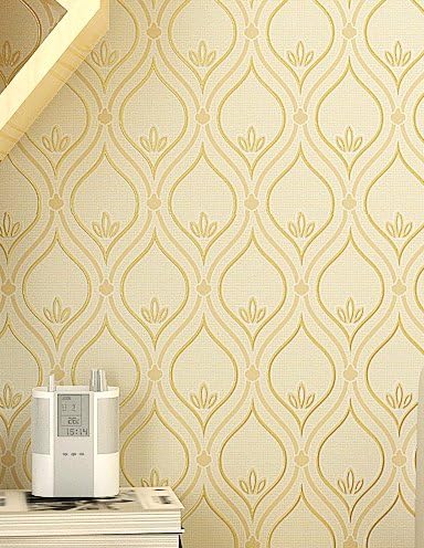 Amazon Haokhome Modern Geometric Trellis壁紙ロールベージュ ゴールドメタリックラグジュアリー フランス語ダマスクvictoriaホーム内部寝室装飾 8 Cm X 374 壁紙