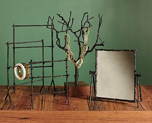 Metal Brass Twig Decorative Swivel Mirror 10.5x4.25x11.25in