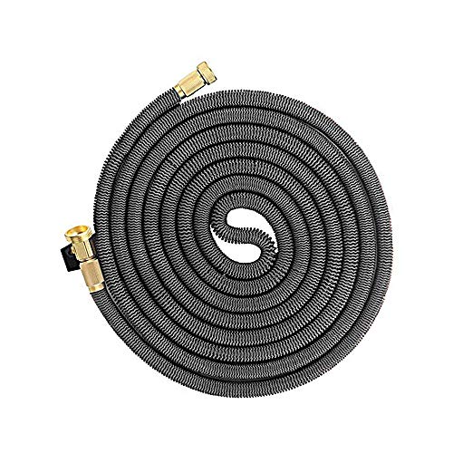 KISCHERS Garden Hose 100 ft Anti-burst, Improved Expandable Water Hose pipe With 3-layers Natural latex Core, 3/4 Solid Brass Fittings, Expanding Hose With Storage Bag & Hook