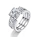BONLAVIE Wedding Engagement Rings Bridal Set for Women 925 Sterling Silver CZ Past Present Future
