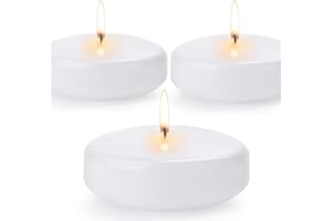 BIYANUO 12PACK Floating Candles 3inch Continuous Burning for 13-15 Hours odorless smokeless White Non-drip Decorative Candles Suitable for Cylindrical vase, Swimming Pool, spa, Wedding, Home Decoration