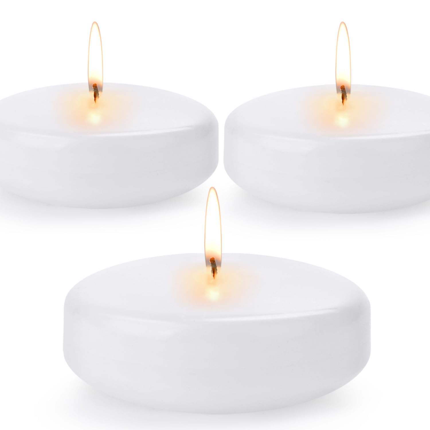 Photo 1 of 12PACK Floating Candles 3inch Continuous Burning for 13-15 Hours odorless smokeless White Non-drip Decorative Candles Suitable for Cylindrical vase, Swimming Pool, spa, Wedding, Home Decoration