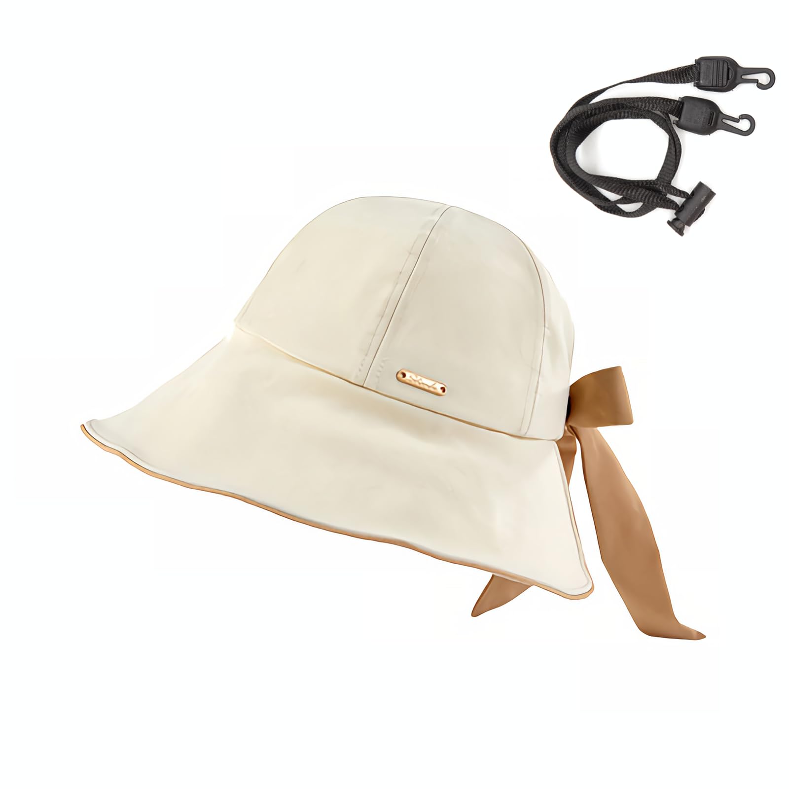 Photo 1 of YAMEIZE Womens Bowknot Bucket Sun Hat - Wide Brim Hat for Women Packable Ponytail hat with Adjustable Strap UPF50+ White