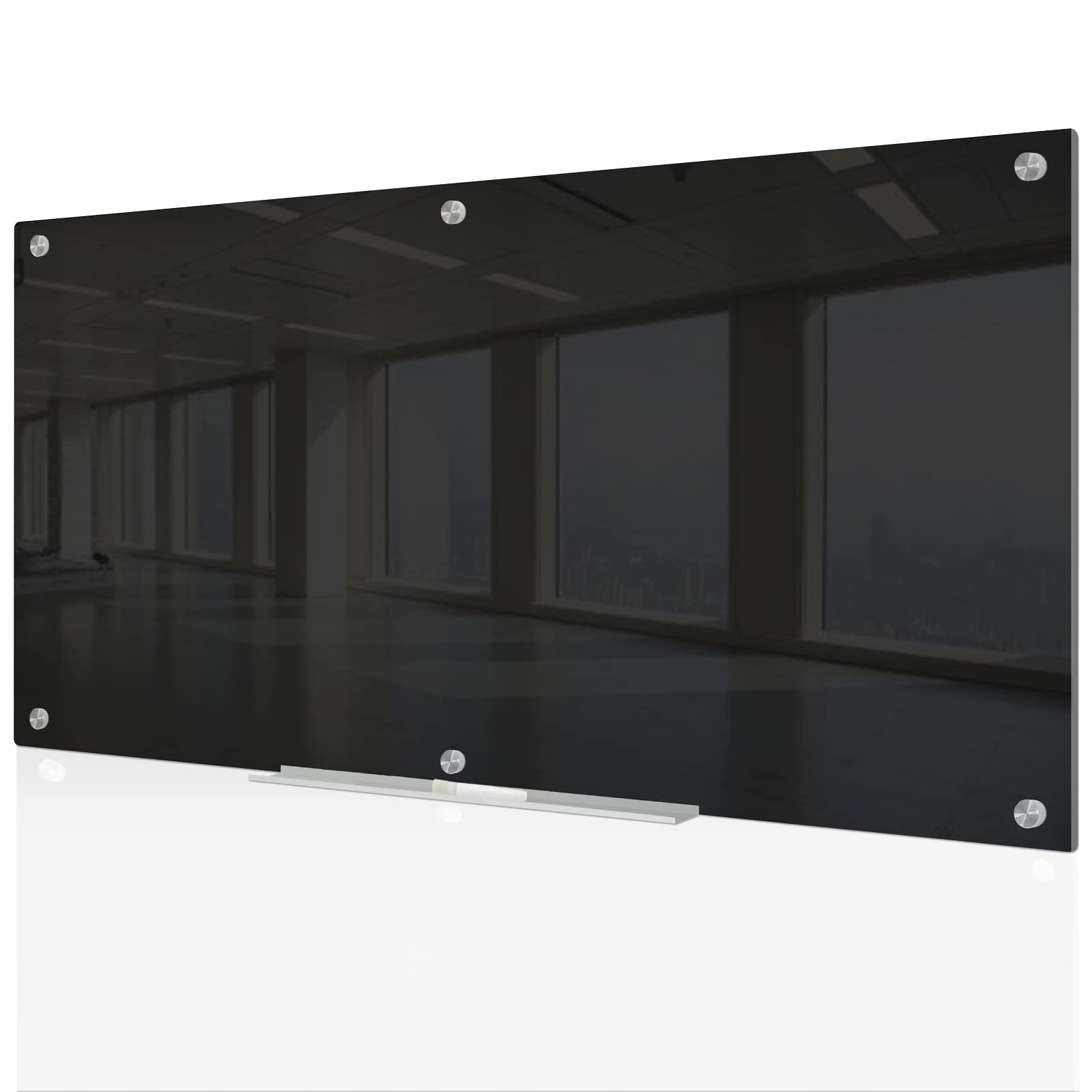 J&J worldwide Black Glass Whiteboard Magnetic Dry