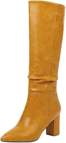 Amazon Beiamina かっこいい ロングブーツ レディース 太ヒール くしゅくしゅブーツ 履きやすい ブーツ ブーティ