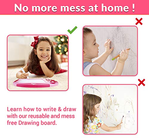 CHUCHIK Toys Magnetic Drawing Board for Kids and Toddlers. Large 15.7 Inch Doodle Writing Pad Comes with a 4-Color Travel Size Doodle Sketch Board for 1 - 4 Year Old Girls - Thumbnail 5
