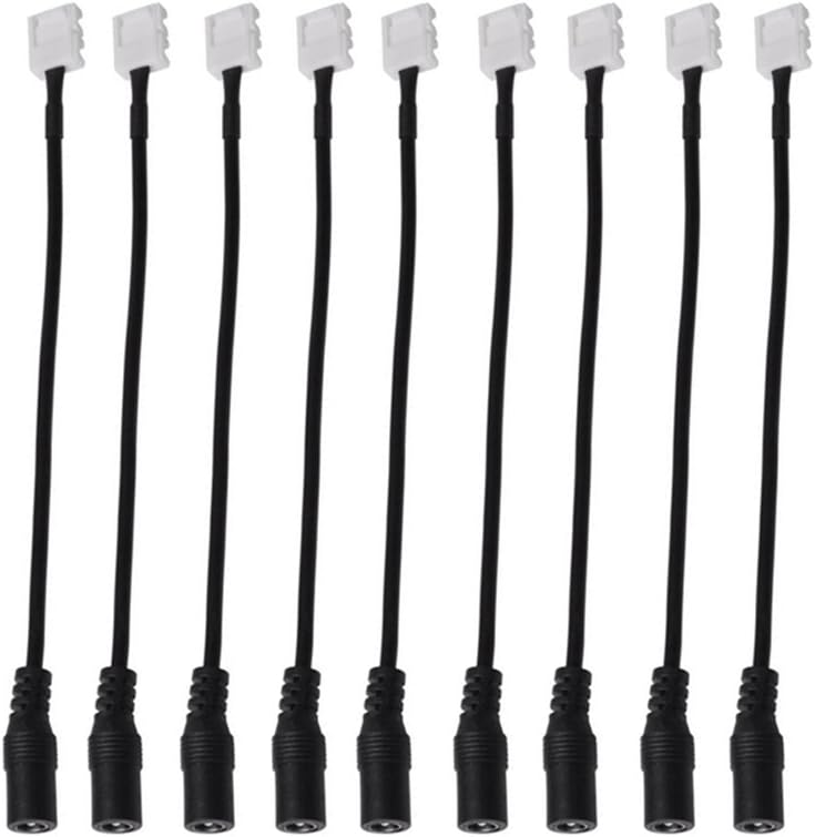 LMID LED Connect Wire 5PCS 10MM 2Pin Clip DC Jack Connection Cable Connector For LED Strip Light/Power Supply (10MM 2Pin Clip-DC Cable)