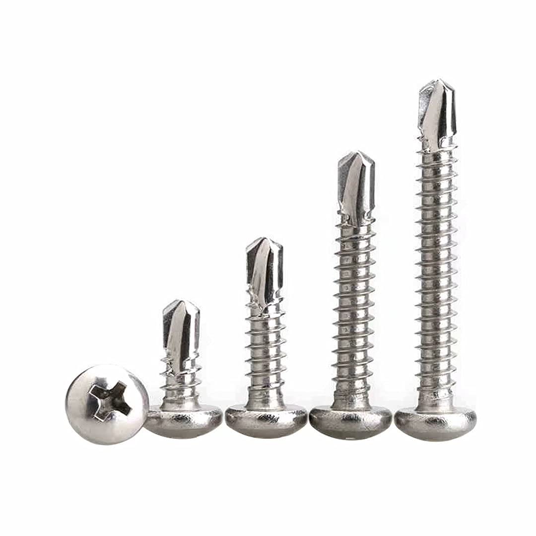 Dreneco Drilling Tail Screws Cross Round Head Self-Drilling Screws Self-Tapping Screws for Sheet Metal Fixing, M4.2×16mm,20 pcs — image 1