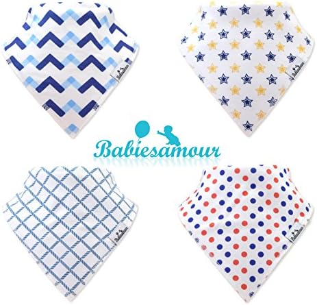 BabiesAmour Bandana Baby Bibs, Extra Soft and Quickly Dry, 4 Pack Gift Set for Boys and Girls (Style 5)