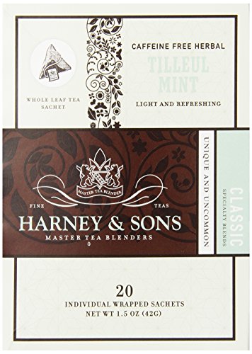Harney & Sons Tilleul Mint Herbal Tea, 20 Count (Pack of 6)