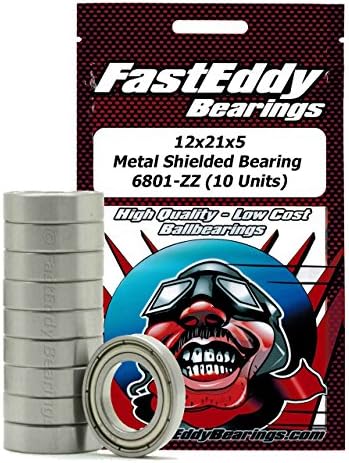 FastEddy Bearings12x21x5 Metal Shielded Bearing 6801-ZZ (10 Units)