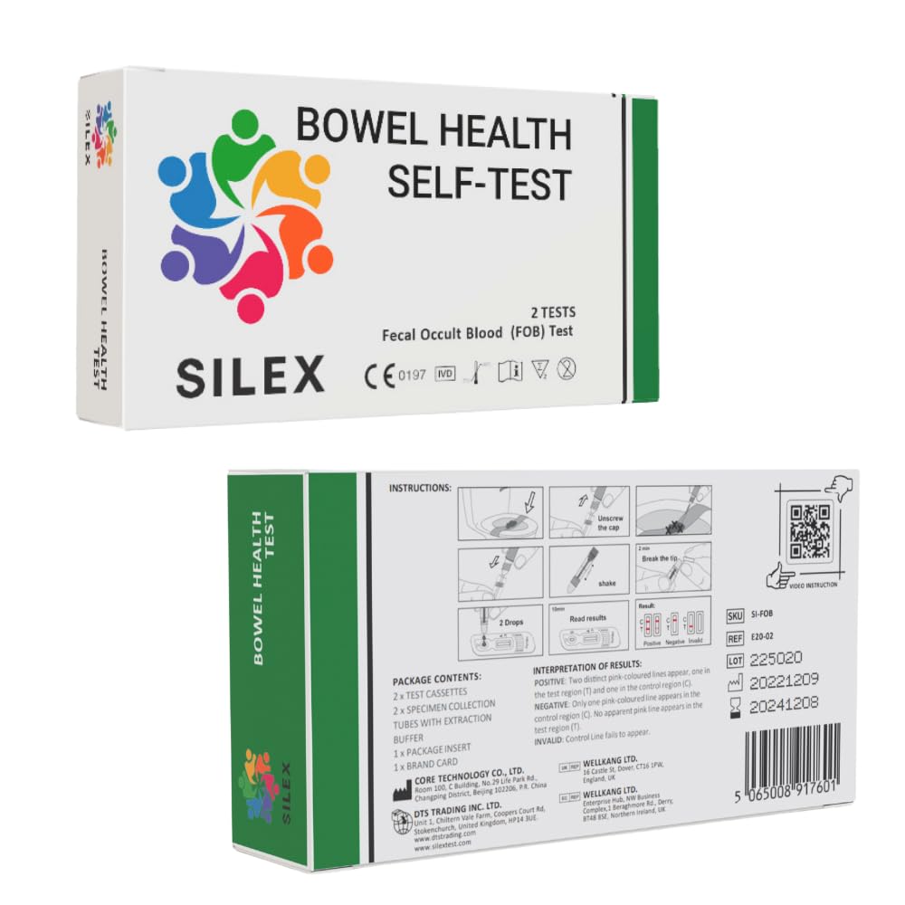 SILEX™ Reliable Easy to Use Accurate & Rapid Self-Test Bowel Health Indicator at Home FIT Analysis – 2 Step Test Kit (2 Tests). Look After Your Gut Health.