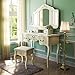 Tribesigns Vanity Set with Tri-Folding Lighted Mirror, French Vintage Makeup Vanity Dressing Table Dresser Desk with 5 Drawers, 8 LED Lights and Cushioned Stool for Bedroom,White