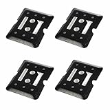 4 E-Track Tie Down Mini Trailer Plates 6" x 5", 2 Etrack Slots. Heavy Duty Black Steel, Bolt-on Etracks Cargo Tie-Downs w/ 2 E Track Slots & 2 F Track Holes for Trucks, Vans, Trailers, Boats