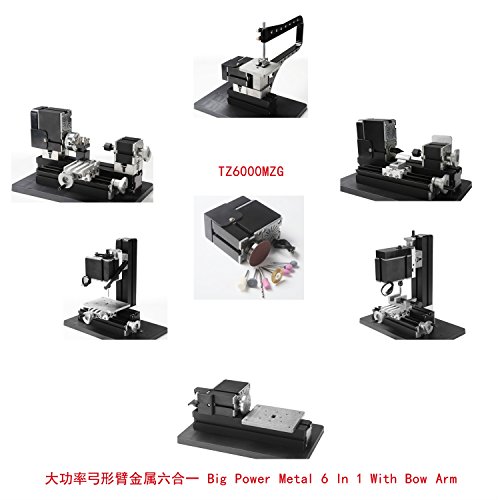 Motorized Mini Metal Working Lathe Machine DIY Tool Mini Metal Bow Arm 6 In 1 Kit Tool For Hobby Sience Education Modelmaking