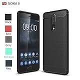 Nokia 8 Case, Wellci Soft Silicon Luxury Brushed Case with Texture Carbon Fiber Design Protection Cover for Nokia 8(Black)